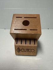Cutco 10 Slot Knife Block Honey Oak Holds 9 Slot 1 Sharpener Hole Made in USA