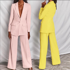 2-Piece Women's Casual Business Suit Long Sleeved Wide Leg Temperament Set