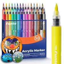 Acrylic Paint Markers, 30 Colors Brush Tip Paint Pens for Lettering, DIY Craf...