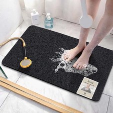 Asvin Soft Textured Bath, Shower, Tub Mat, 24" x 16" Rectangular , Black
