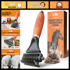2-in-1 Dematting Comb  Rake for Dogs  Cats, Double-Sided Grooming Brush, Shedd