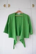 Brora 100% Cashmere Cropped Cardigan – Bright Green, Tie Front, Size UK 8–10