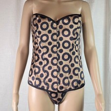 NEW Large Corset w/ Underwear Set - Gold w/ Black Circles
