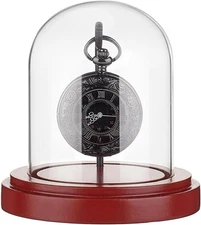 PH PandaHall 3 x 4 inch Pocket Watch Display Case Glass Dome Clear.