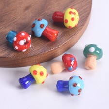 10pcs Colorful Mushroom 17x13mm Handmade Lampwork Glass Loose Beads DIY Jewelry