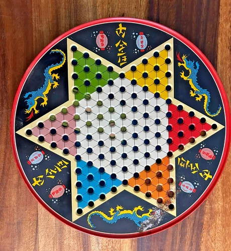 Vintage Chinese Checkers Marble Board Game ONLY METAL Ohio Art Tin Reversible