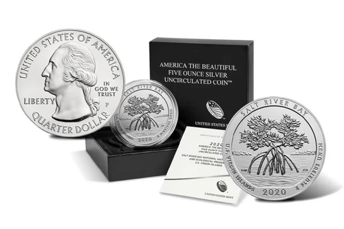 2020-P Salt River Bay National Park USVI ATB 5 Oz .999 Silver Burnished COA OGP