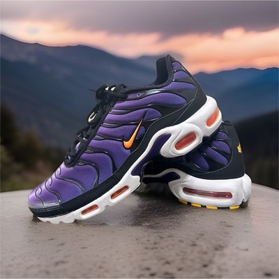 Nike Air Max Plus Purple Black Orange Cushioned Synthetic Low Top Athletic Snea 