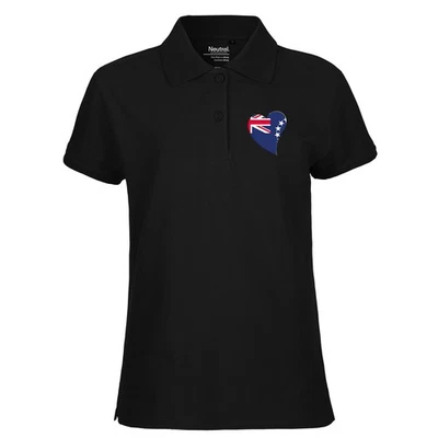 Damen Polo Shirt Cookinseln Flagge Herz Geschenkidee Cookinseln Geschenk Präsent - Bild 1 von 4