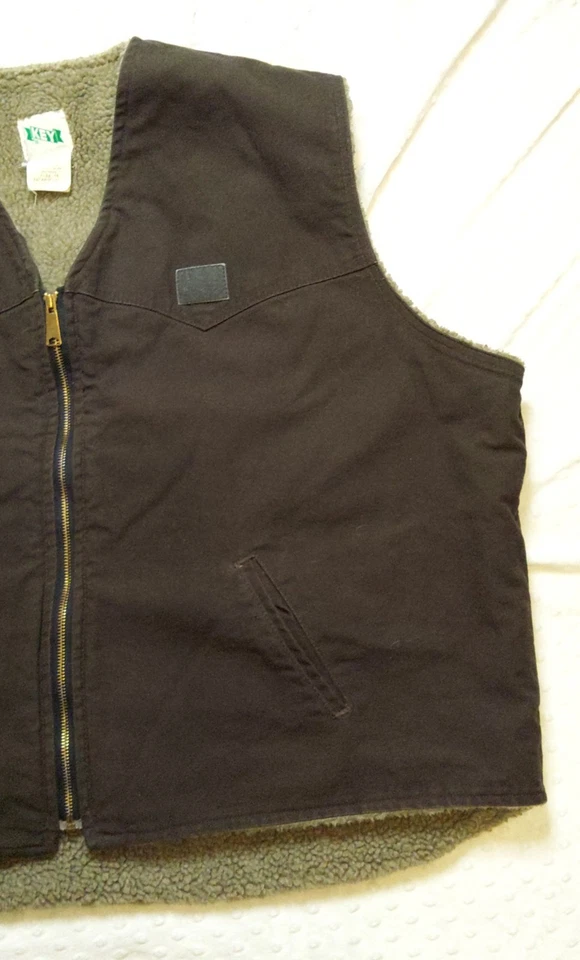 Chaleco De Colección Llave Para Hombres 3XL Marrón Oscuro Ropa de Trabajo Sherpa Forrado Pato Lona Cálido Seco Foto 2 de 4