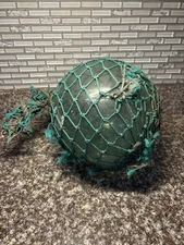 Antique JAPANESE Fishing Float Hand-blown 31" Green Glass Ball Buoy