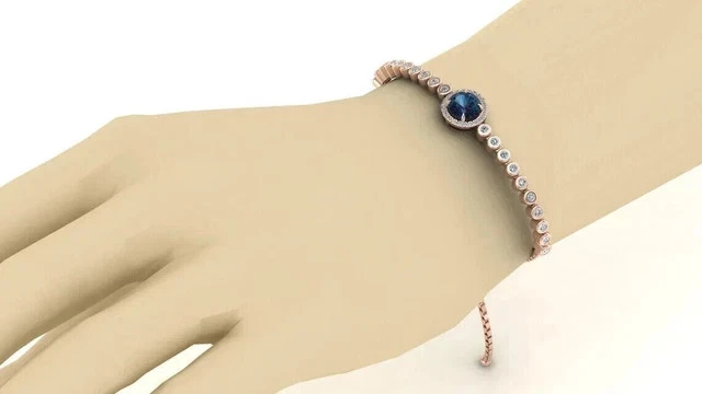 Brazalete Bolo Tenis Alejandrita Creado en Laboratorio Corte Redondo 7Ct Chapado en Oro Rosa 14K Foto 2 de 4