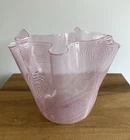 MURANO Pink Glass Hand Blown Art Glass HANDKERCHIEF VASE Vintage