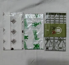 Set of 3 Japanese Tenugui Towels, Frog, Man & Cat Designs, Used