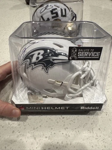 Ray Lewis Signed Ravens Salute to Service Mini Helmet Beckett