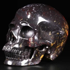 5.0" Chicken Bloodstone Carved Crystal Skull,Super Realistic, Crystal Healing