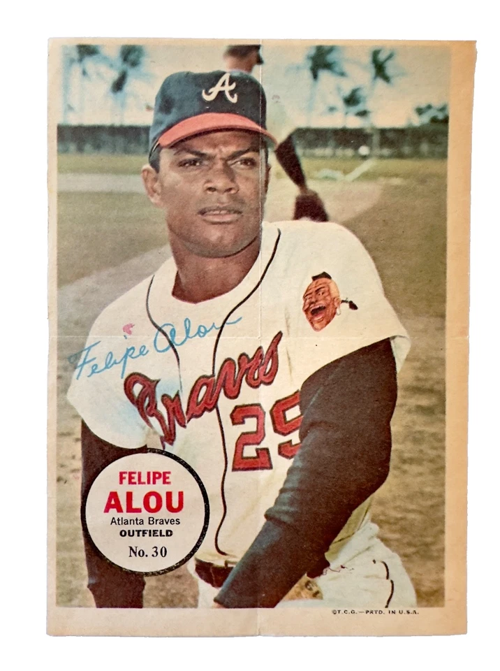 Felipe & Matty Alou 1967 Topps inserciones de póster pin-up, excelente/en muy buen estado, Bravos, Piratas Foto 2 de 4