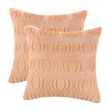 Set of 2 Light Orange Pumpkin Pillow Covers 18x18 - Fall Throw Pillow Covers