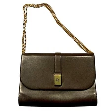 • Dior leather shoulder bag brown and gold
