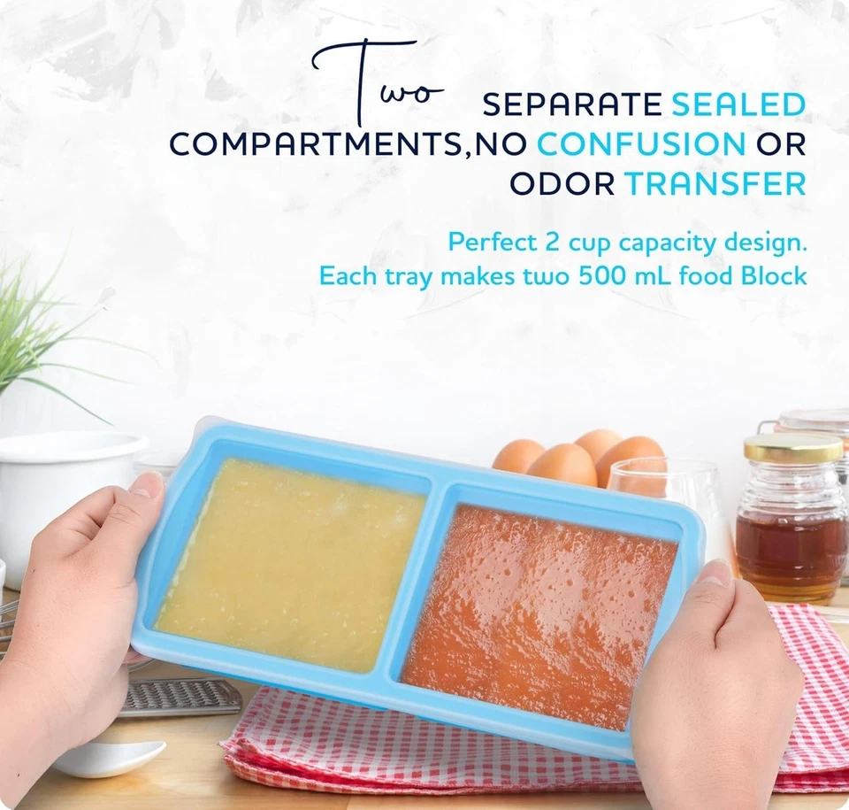 Silicone Freezer Trays with Lids, 1-Cup Soup Container Style Ice Cube Trays - Image 4 of 4