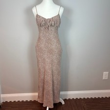 Cotton Candy LA Womens Brown Microfloral MilkMaid Maxi Dress SZ Small Fairy 90's