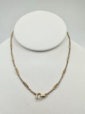 Antique Old VTG 14in Watch Fob Chain 14k Gold Filled Necklace Signed Repurp Read