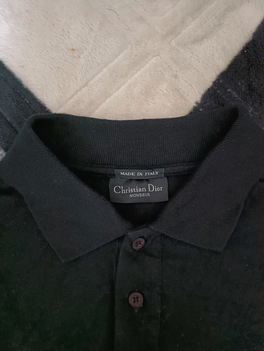 Christian Dior MONSIEUR黒 ポロシャツ イタリア製 Vintage Christian Dior Monsieur Polo T Shirt Black L Made In