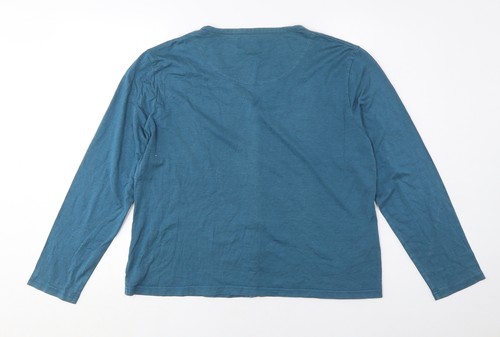 Charles Tyrwhitt Blue Silk Cotton V-Neck Blouse, L - Picture 2 of 12