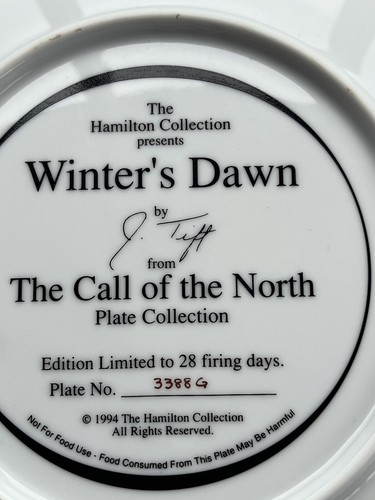 1994 Winter's Dawn de J. Tift Call of the North Hamilton Plate Collection Wolves - Imagen 9 de 9
