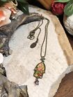 22. Authentic Brass tone Michal Negrin Rhinestone Hamsa Rose necklace 16+2"