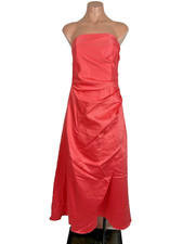 9/10 Coral Orange Satin Long Dress Gown Strapless Vintage y2k Urban Girl Nites