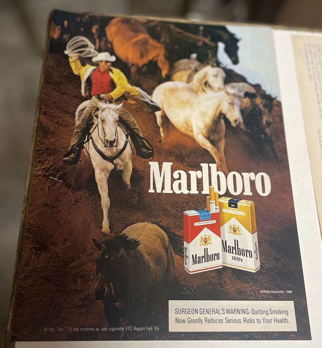 Marlboro Red Pack & 100's Cigarettes Cowboy 1988 Vintage Print Ad#2498