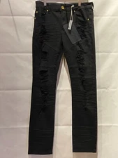 BEST! New Argonaut Nations Men’s Ripped Urban Stretch Skinny Jeans-Black Black