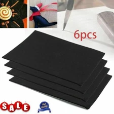 6pcs Black Felt Fabric Adhesive Sheets Multipurpose Sticky Glue Velvet Sheet