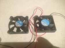 VGC. 2 x JUST COOLER : 50mm X 50mm X 10mm PC FAN - (USED)