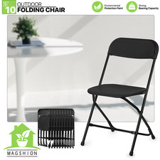 10 Pack Black Foldable Chair Portable Plastic Outdoor Wedding Weatherproof Seat
