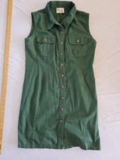 Ladies Dress Beach Club Sleeveless Button Front Green 10401
