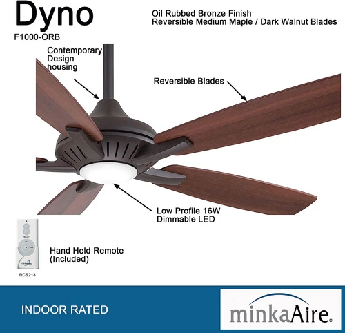 Minka-Aire F1000-ORB Dyno 52 Inch Indoor Ceiling Fan with Oil-rubbed Bronze  - Picture 2 of 7
