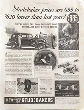 Original Vintage 1934 Studebaker Full-Page B&W Print Ad "New Skyway Style"