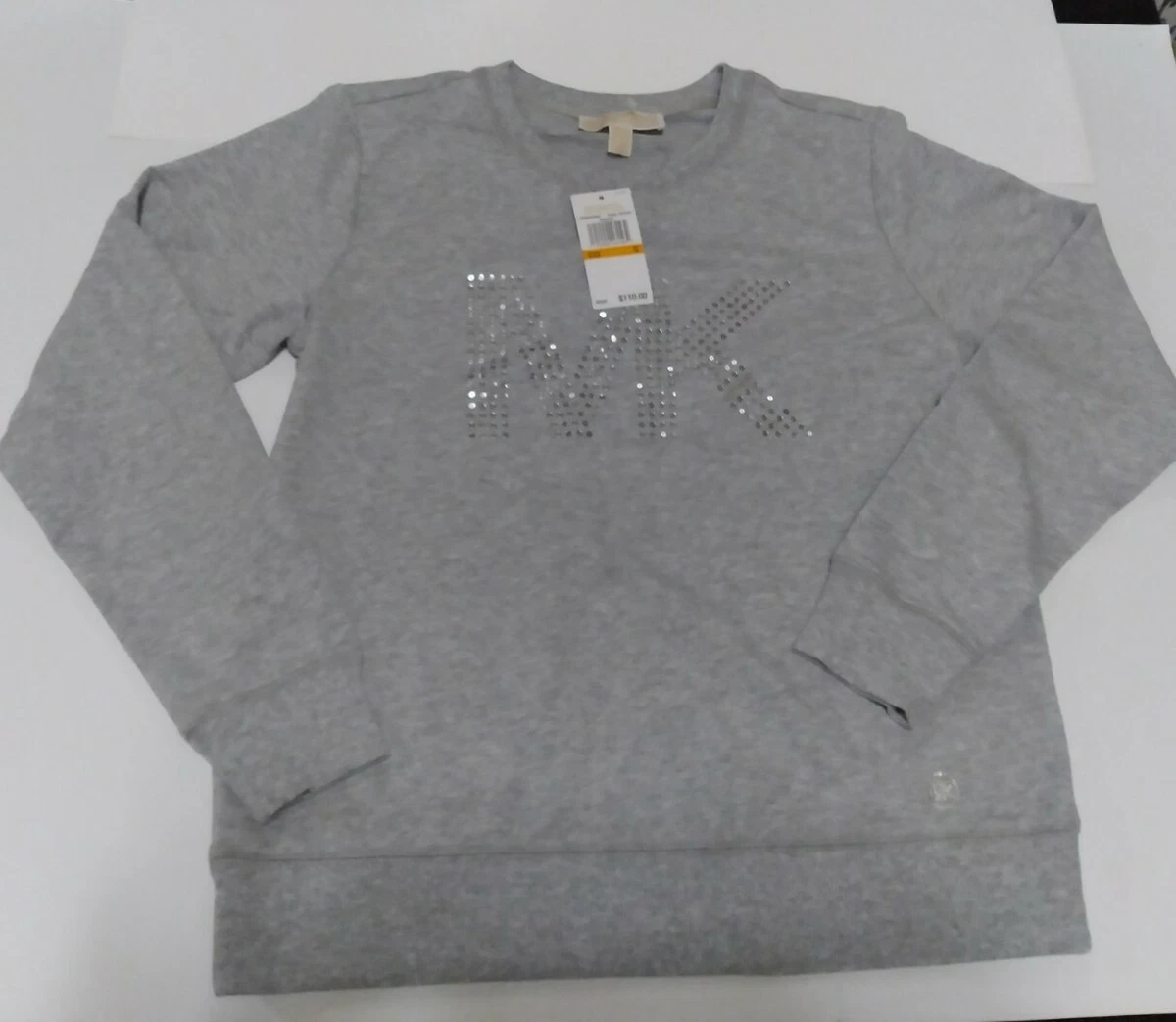 Michael kors gray sweater with silver letter size small eBay