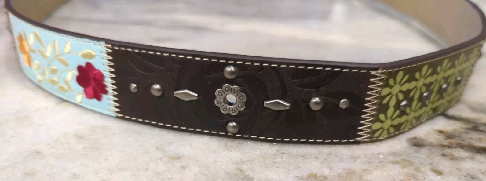 RELIC Embellished Patchwork Multicolored Belt - S… - image 7