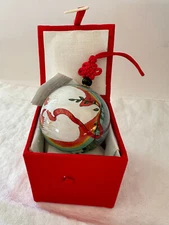 Inside Painted Art-2.5" Christmas Glass Ornament -Peace Dove - in Padded Red Box