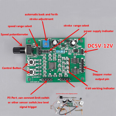 DC 5V-12V 2-phase 4-wire Micro MINI Stepper Motor Driver Speed Controller Module