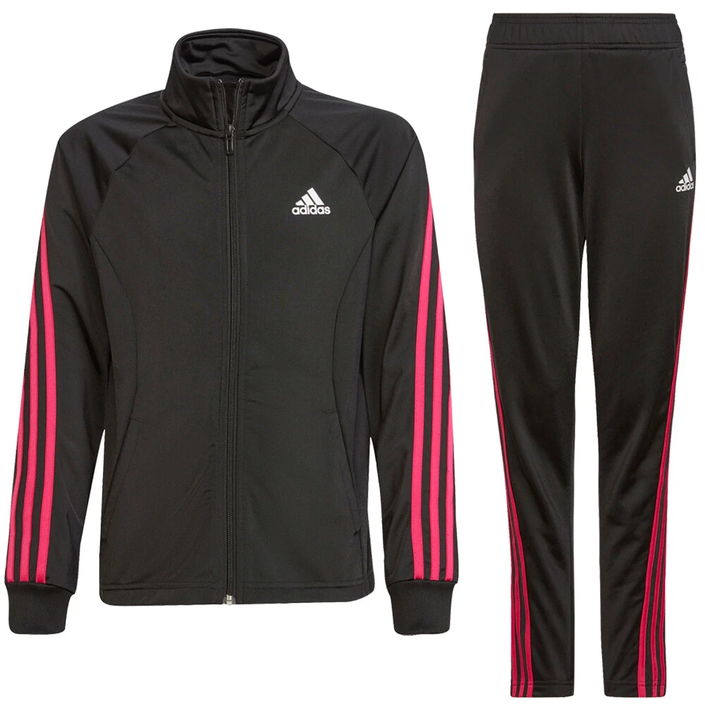 Adidas Girls Tracksuit Bottoms 3 Stripes Full Zip Jacket Trouser Track Pant Suit