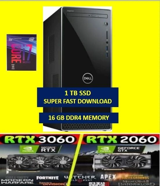 Gaming Dedicated Graphics Intel Core i7 8th Gen. PC Desktops & All
