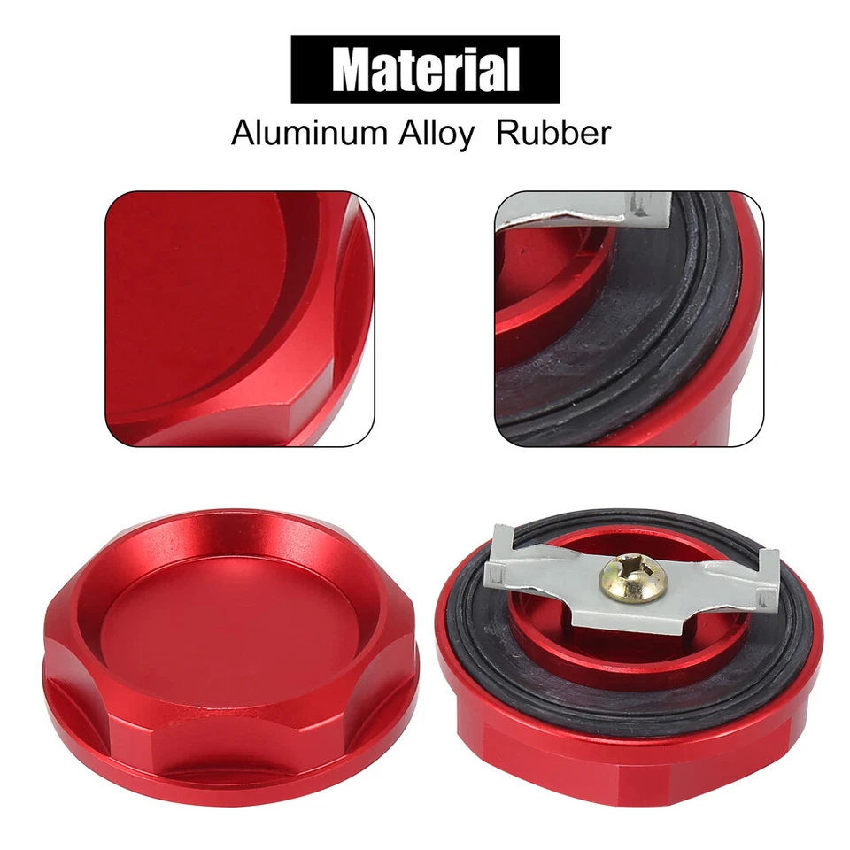 Tapa de aceite de motor de carreras de aluminio rojo tapa de llenado de combustible de aceite para Mitsubishi Foto 3 de 4
