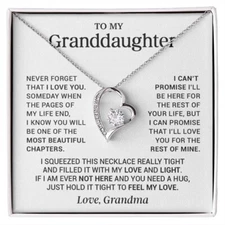 To My Granddaughter Love Grandma Heart Necklace Gift For Granddaughter Birthday