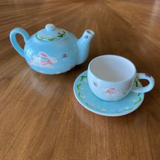 Children's Set Bunny Teapot with Cup and Saucer Perfect for Easter