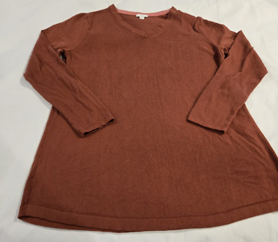 J. Jill  Women's Rust Color V Neck Tunic Lightweight Sweater Medium