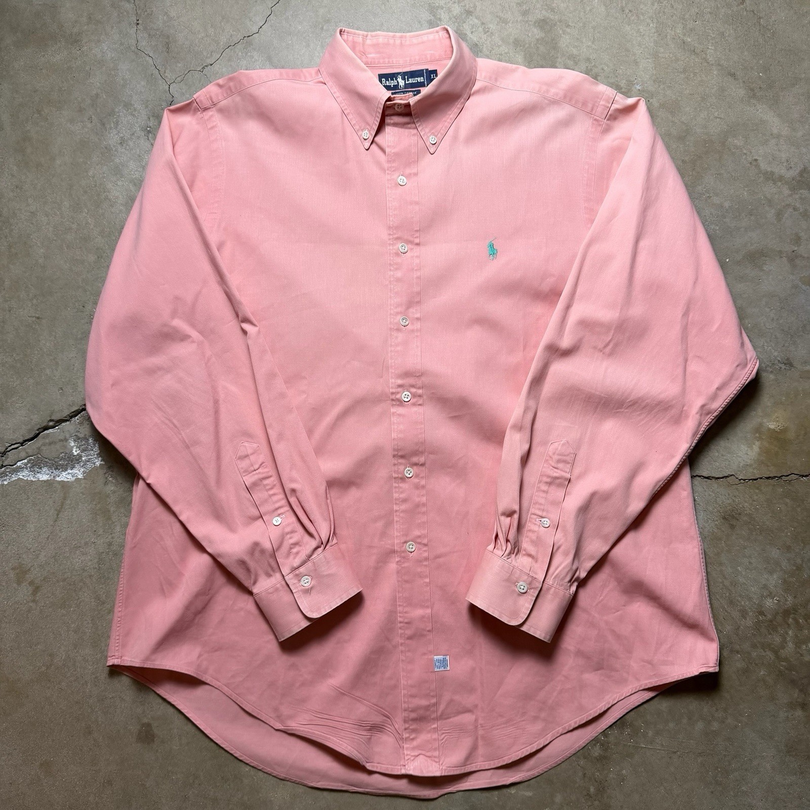 Vintage Polo Ralph Lauren Oxford Button Down Shirt Mens Size XL Pink Preppy